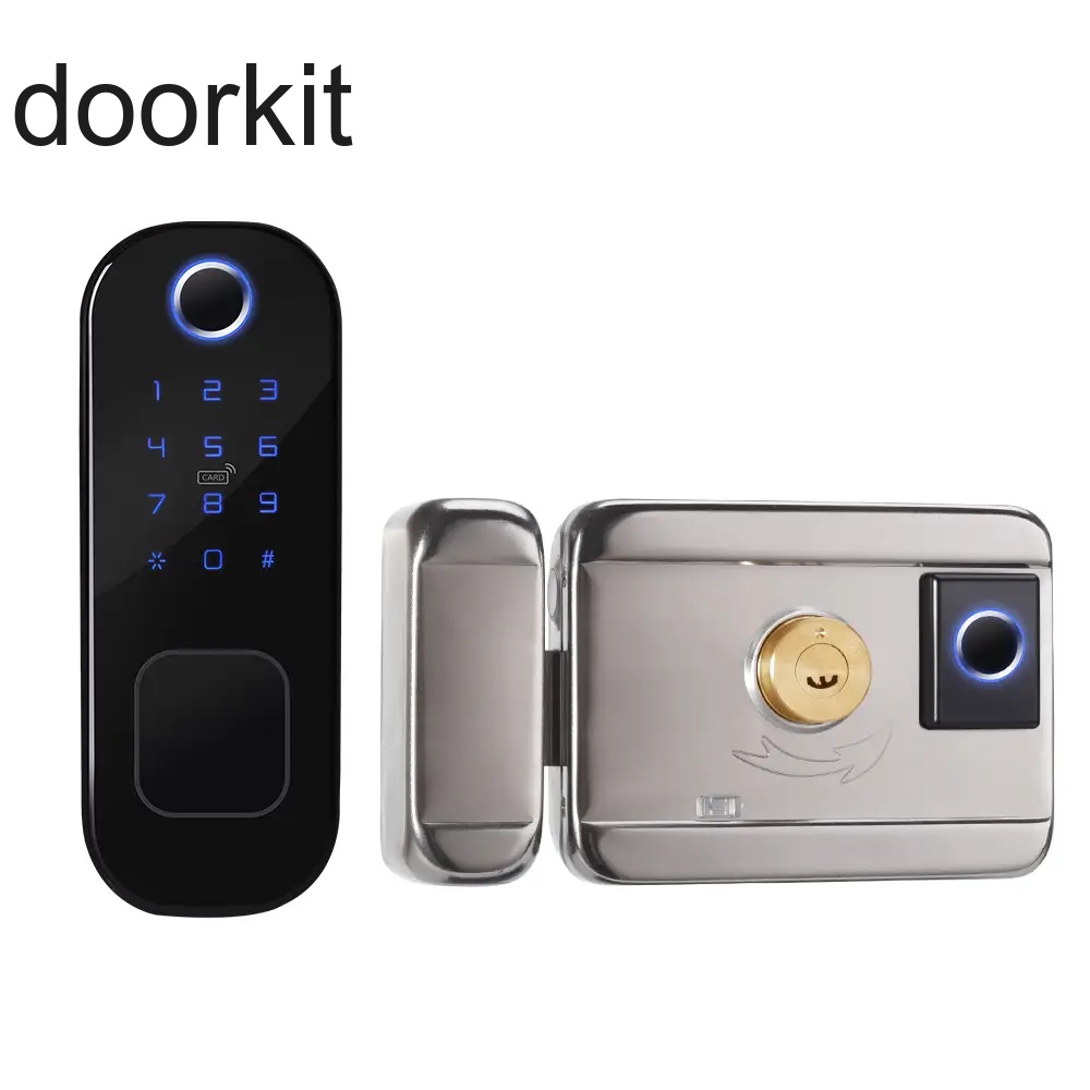 Black Aluminum Body IP65 Waterproof Intelligent WiFi Tuya Electric Rim Lock For Sale