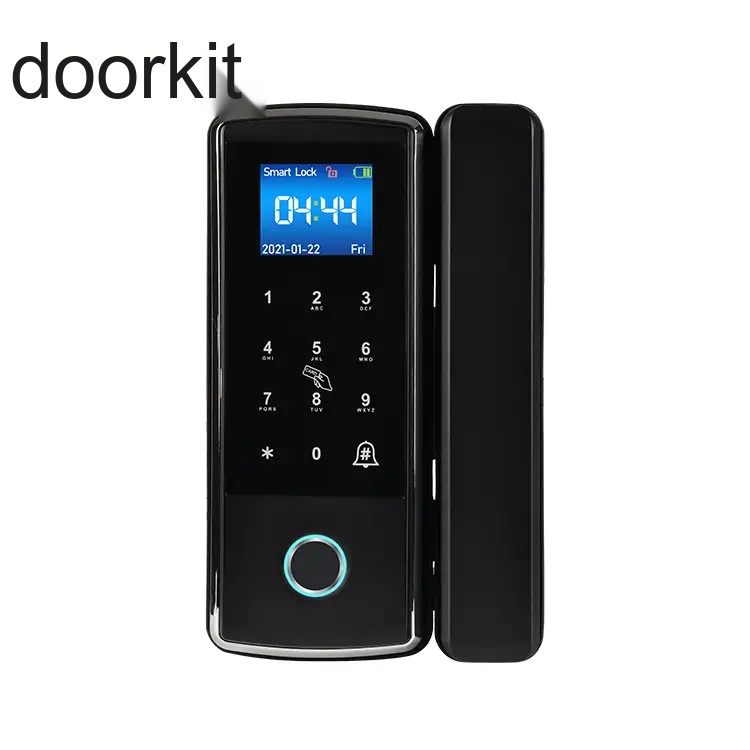 Doorkit New style smart glass door lock TUYA WIFI APP smart card Fingerprint Code Door Lock cerradura de puerta inteligente glass
