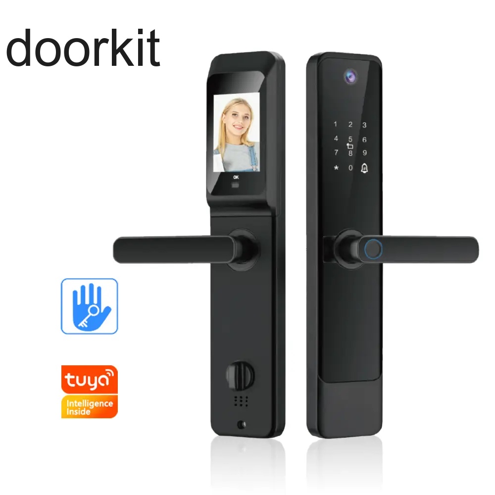 Tuya WIFI Or TTLock Bluetooth Fingerprint Metal Body Smart Intelligent Door Handle Lock With Handle For Wholesale