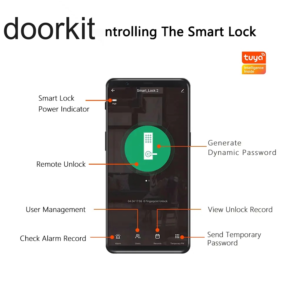 Doorkit Black Metal Body 3D Face WiFi Biometric Fingerprint Fully Automatic Smart Intelligent Lock For Wholesale