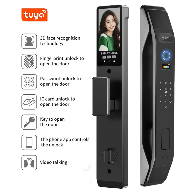Black Semi-automatic Metal Body BLE TTLOCK/WIFI Tuya Unlock Smart Intelligent Digital Fingerprint Lock For Sale